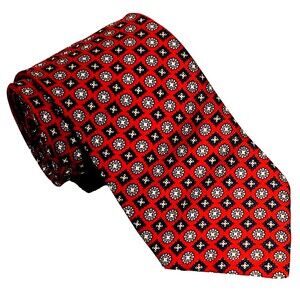 Benjamin James Tie English Silk Medallion Floral Red Classic Men Preppy Academia